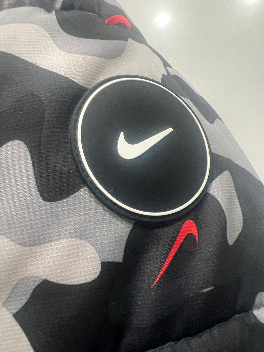 Nike Kids Black & Gray Camo Puffer Jacket with Red Swoosh - Picture 3 of 9
